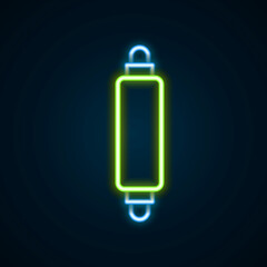 Glowing neon line Rolling pin icon isolated on black background. Colorful outline concept. Vector