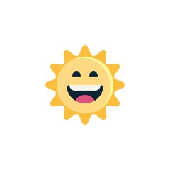 Sun Grinning Face with Smiling Eyes emoticon flat icon