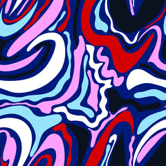 Fototapeta na wymiar Abstract Hand Drawing Retro Wavy Stripes Brush Strokes Seamless Vector Pattern Isolated Background