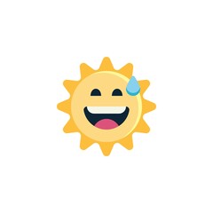 Sun Grinning Face with Sweat flat icon