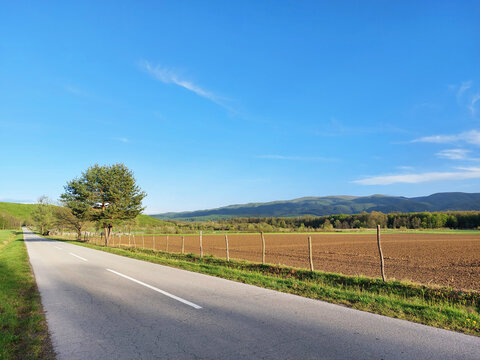 Landscape With Road And Papuk Hills In Slavonia - Croatia