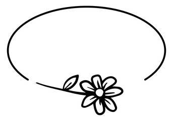 black floral oval frame