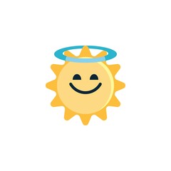 Smiling Sun Face with Halo flat icon