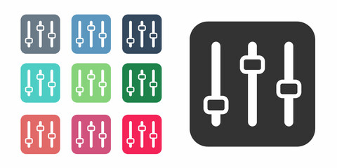 Black Sound mixer controller icon isolated on white background. Dj equipment slider buttons. Mixing console. Set icons colorful. Vector © Iryna