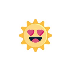 Smiling Sun Face with Heart-Eyes flat icon