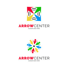 Set of Arrow Center Icon Vector Logo Template Illustration Design