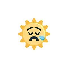 Sleepy Sun Face emoticon flat icon