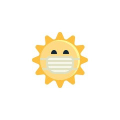 Sun Face with Medical Mask emoji flat icon