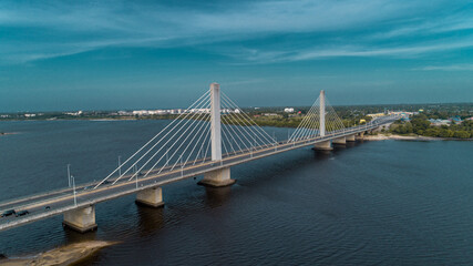 Hanging bridge connects Dar es salaam city - obrazy, fototapety, plakaty