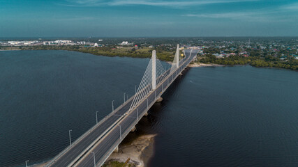 Fototapeta na wymiar Hanging bridge connects Dar es salaam city