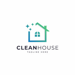 Clean House Logo with Modern Line Art Style Gradient Color