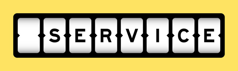Black color in word service on slot banner with yellow color background