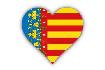 Bandera de la Comunidad valenciana en corazón - obrazy, fototapety, plakaty