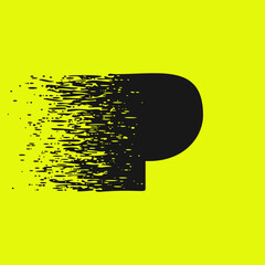 P letter logo in fast speed style. Dry brush stroke with grunge lines and dots. - obrazy, fototapety, plakaty
