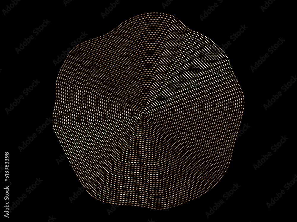 Fototapete abstract luxury flowing wave dots pattern in circle shape in circle shape spin gold light isolated o
