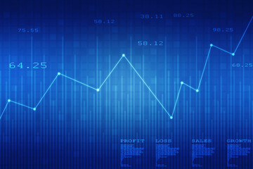 Business Growth graph on technology background, Futuristic raise arrow chart digital transformation abstract technology background. Big data and business growth currency stock and investment economy