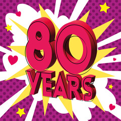 80 ans Carte Anniversaire BirthDay popart Rose