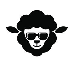 
cool sheep head logo wearing glasses
