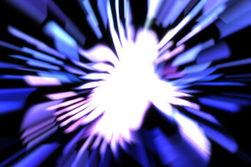 Fototapeta premium Light particle trails. Light explosion star with glowing particles and lines. Beautiful moving abstract rays background.