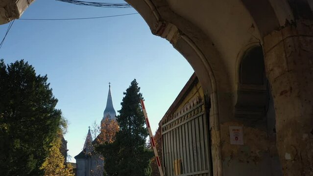 Timisoara aerial view - the Piarist Complex and the Cathedral