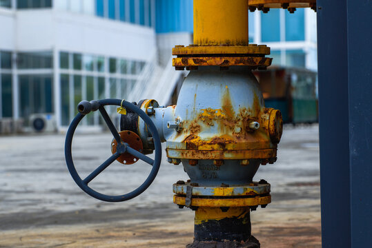 Closeup of old rusty water valve switch