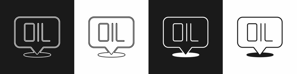 Set Word oil icon isolated on black and white background. Vector
