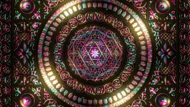 Flower of Life Ancient Symbols Art 3D Motion Virtual Graphics 4K Vj Loop Live Illusion Infinite Trip
