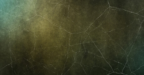 Cracked grunge background. Wallpaper with cracks and stains. Colorful scratched template. Texture and elements for your design. Gothic wall with distressed pattern.