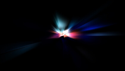 Explotion of glowing star. Dynamic colorful background image. Glow lights wallpaper. Vibrant template for your design.