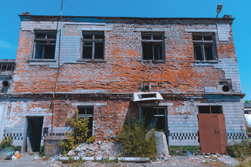 A Russian missile hit the building. Consequences of a Russian strike on peaceful civilian facilities in the city of Dnipro. War of Russia against Ukraine.