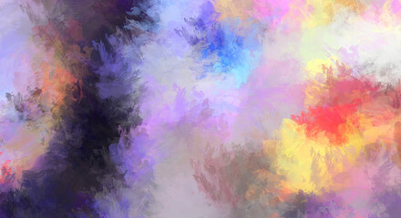 Fototapeta premium Abstract background of colorful brush strokes. Brushed vibrant wallpaper. Painted artistic creation. Unique and creative illustration.