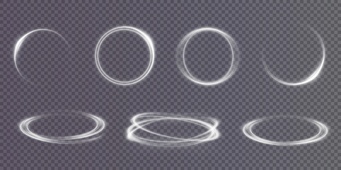 Light white Twirl. Curve light effect of white line. Luminous white circle. PNG Light white pedistal, podium, platform, table. Vector PNG.	