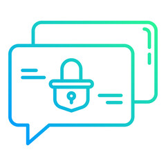 chat bubble and padlock icon on transparent background