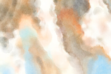 Modern brush strokes painting. Soft color painted illustration of soothing composition for poster, wall art, banner, card, book cover or packaging. Watercolor abstract painting with pastel colors.