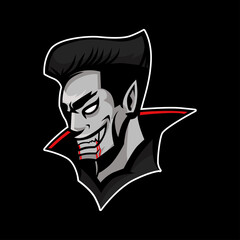 Dracula Head Mascot Cartoon Illustration