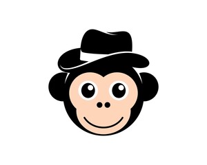 Cute monkey face with hat on the top