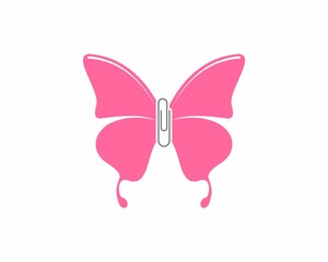 Flying paperclip with butterfly wing logo