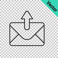 Black line Mail and e-mail icon isolated on transparent background. Envelope symbol e-mail. Email message sign. Vector