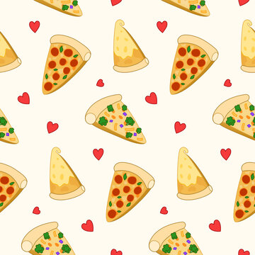 Pizza Drawing Vector Seamless