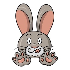 The character is a hare, A funny cute rabbit licking his lips, a vector illustration in cartoon style