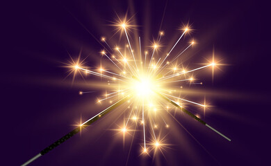 Naklejka premium Vector illustration of sparklers on a transparent background. 