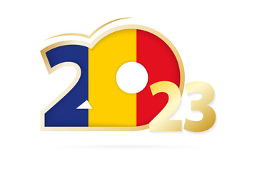 Year 2023 with Romania Flag pattern.