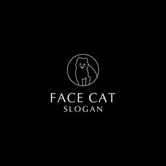 Face cat logo design icon template