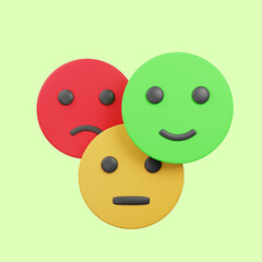 3d illustration of rating feedback face icon 3d render