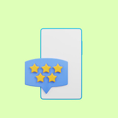 3d illustration of rating feedback smartphone star icon 3d render