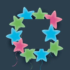 中間色の星形風船イラスト背景