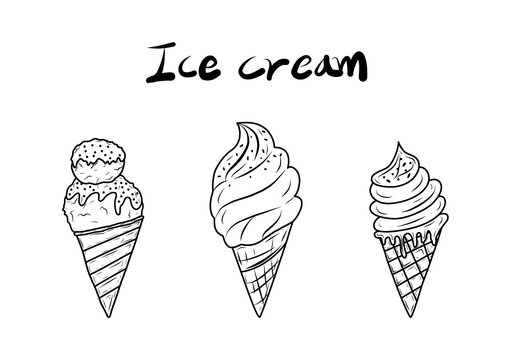 Icecream Set Illust Hand Drawing