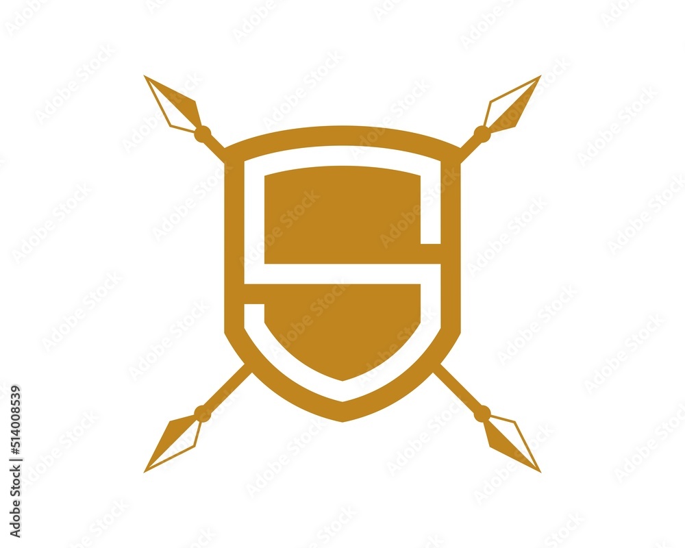 Canvas Prints simple shield with s letter initial and cross spear