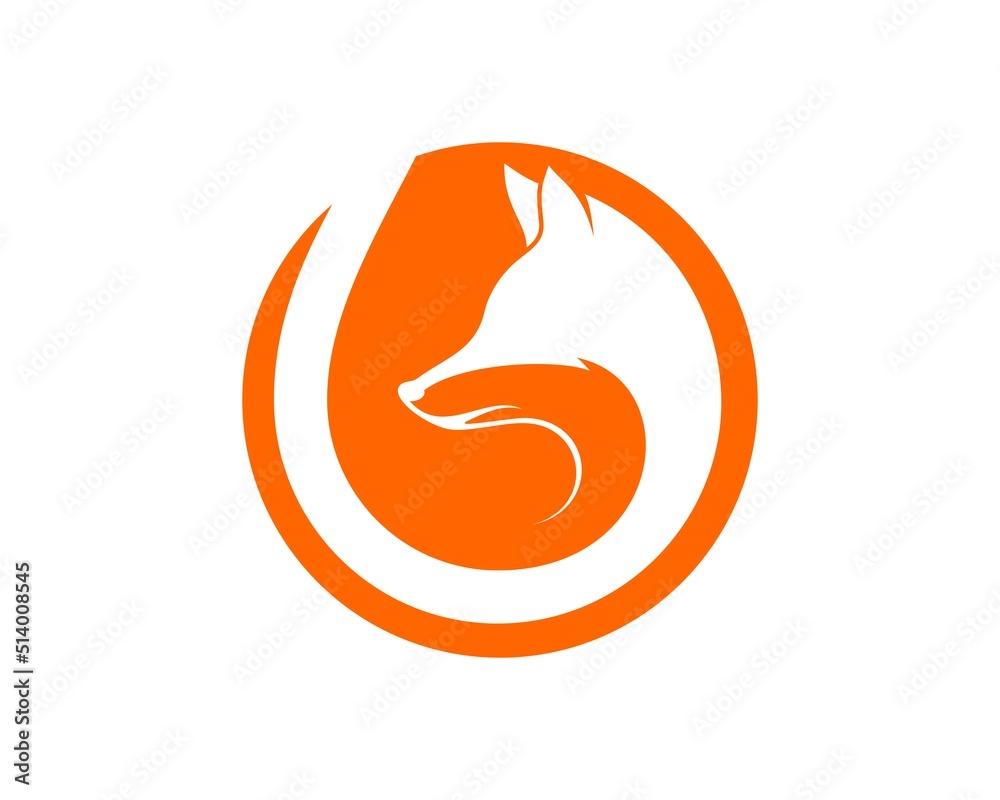 Sticker circle shape with abstract fox inside