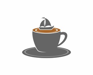 Sailing boat on the coffee cup logo